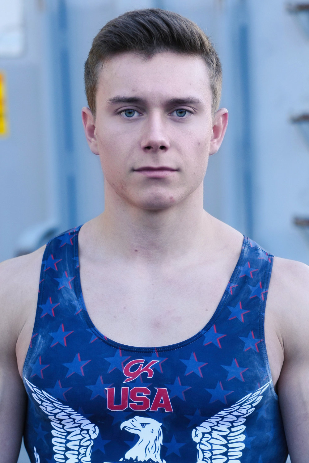 Portrait of Brody Malone wearing his USA competition uniform